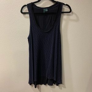 Mixed Fabric Navy Tunic Tank